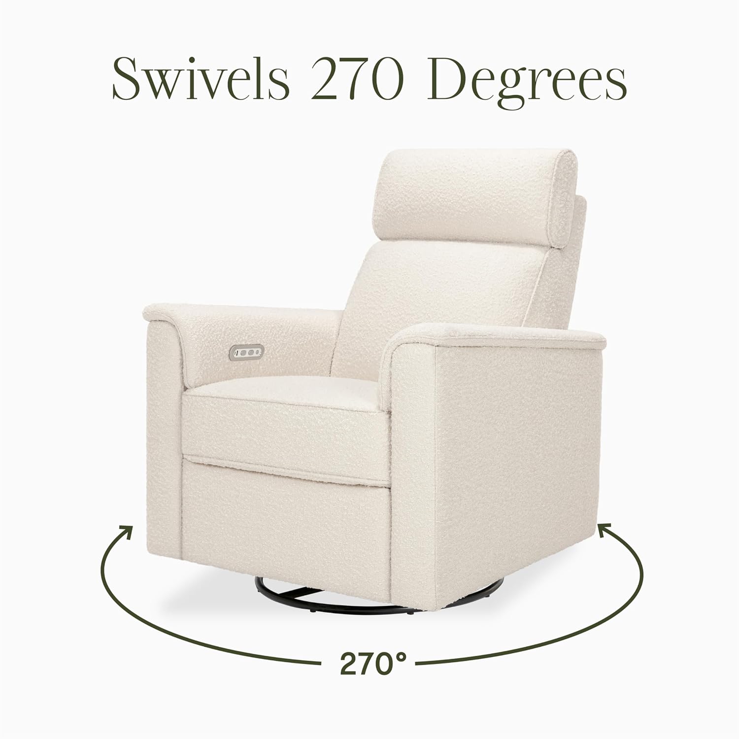 Namesake Willa Plus Power Glider Recliner w/Power Headrest in Performance Ivory Boucle, Water Repellent and Stain Resistant, Greenguard Gold and CertiPUR-US® Certified