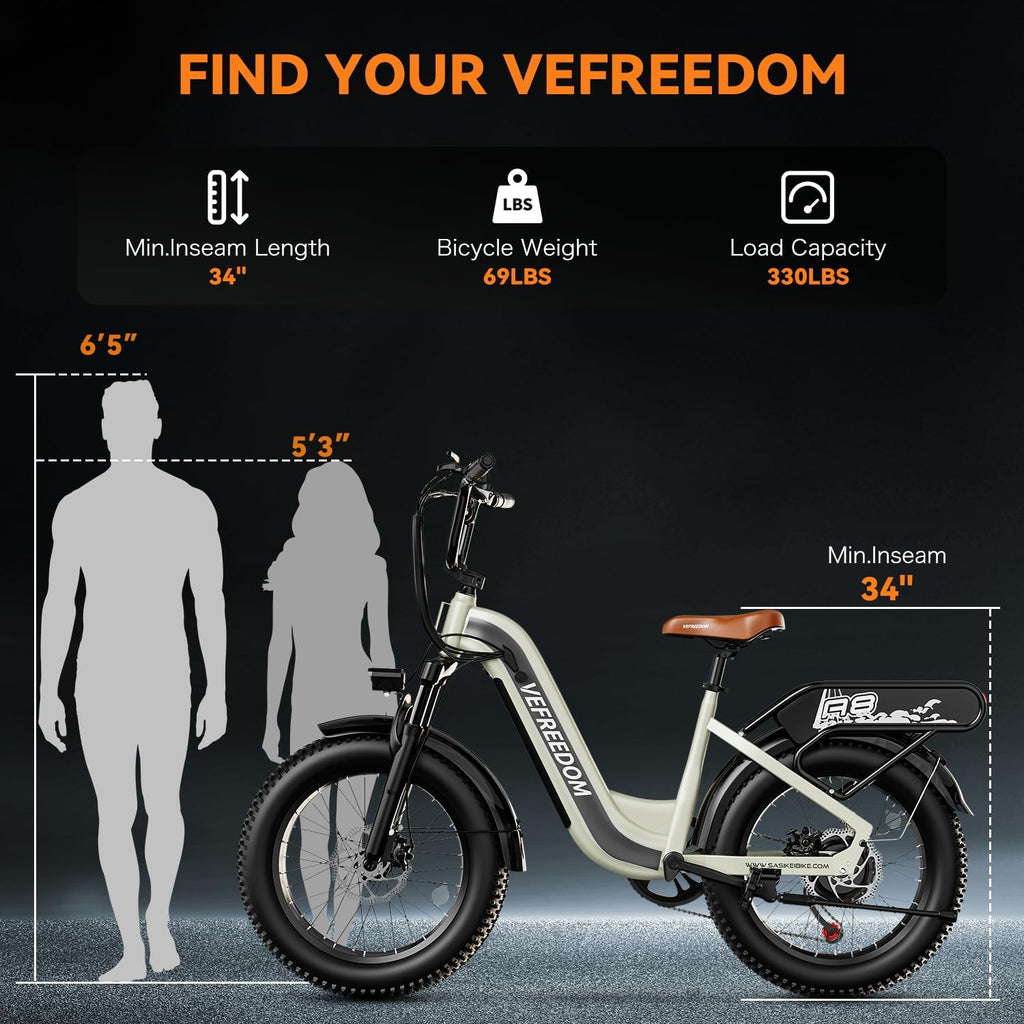 VEFREEDOM 1500W Motor Electric Bike for Adults 80 Miles 30MPH Ebike 20' x 4 Fat Tire 48V 20Ah Removable Battery Mountain E Bike Commuter Front Suspension Bicycles Men Women