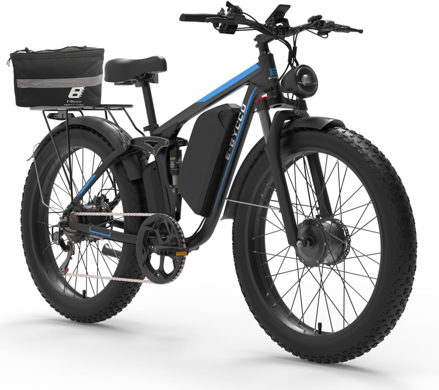 6000W Peak Electric Bike for Adults, 52V 32AH Dual Motor E-Bike, Up to 90Mile & 45 M P H All-Terrain Fat Tires Full Suspension 24/26 Inch Electric Bicycles Hydraulic Disc Brake for Road UL2849 by SGS