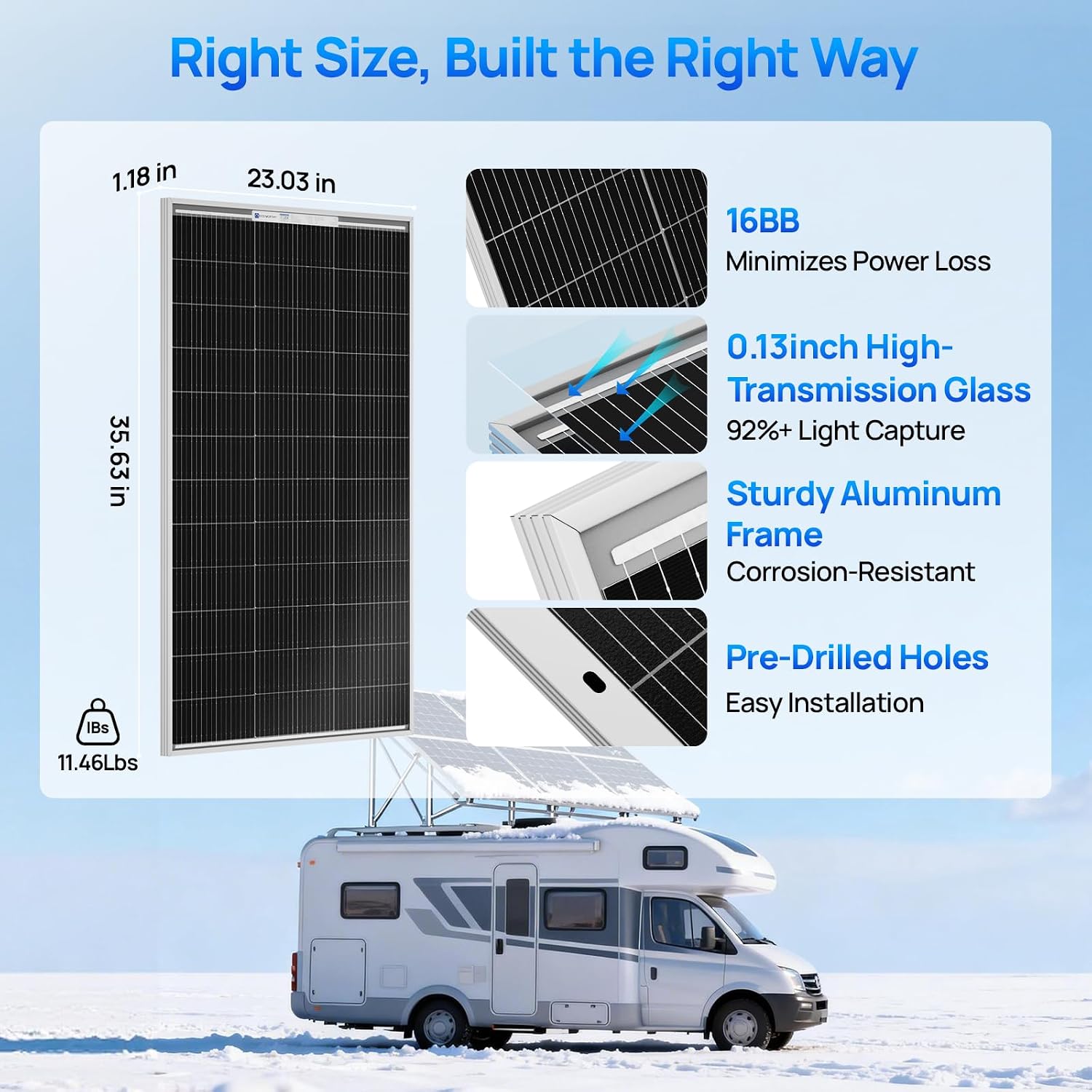 ECO-WORTHY 400W Solar Panels 4pcs 100 Watt 18V Monocrystalline Solar Panel Module for Off Grid PV Power for Home, Camping, Boat, Shed Farm, RV,12V Battery,2-Pack 2 * 100W