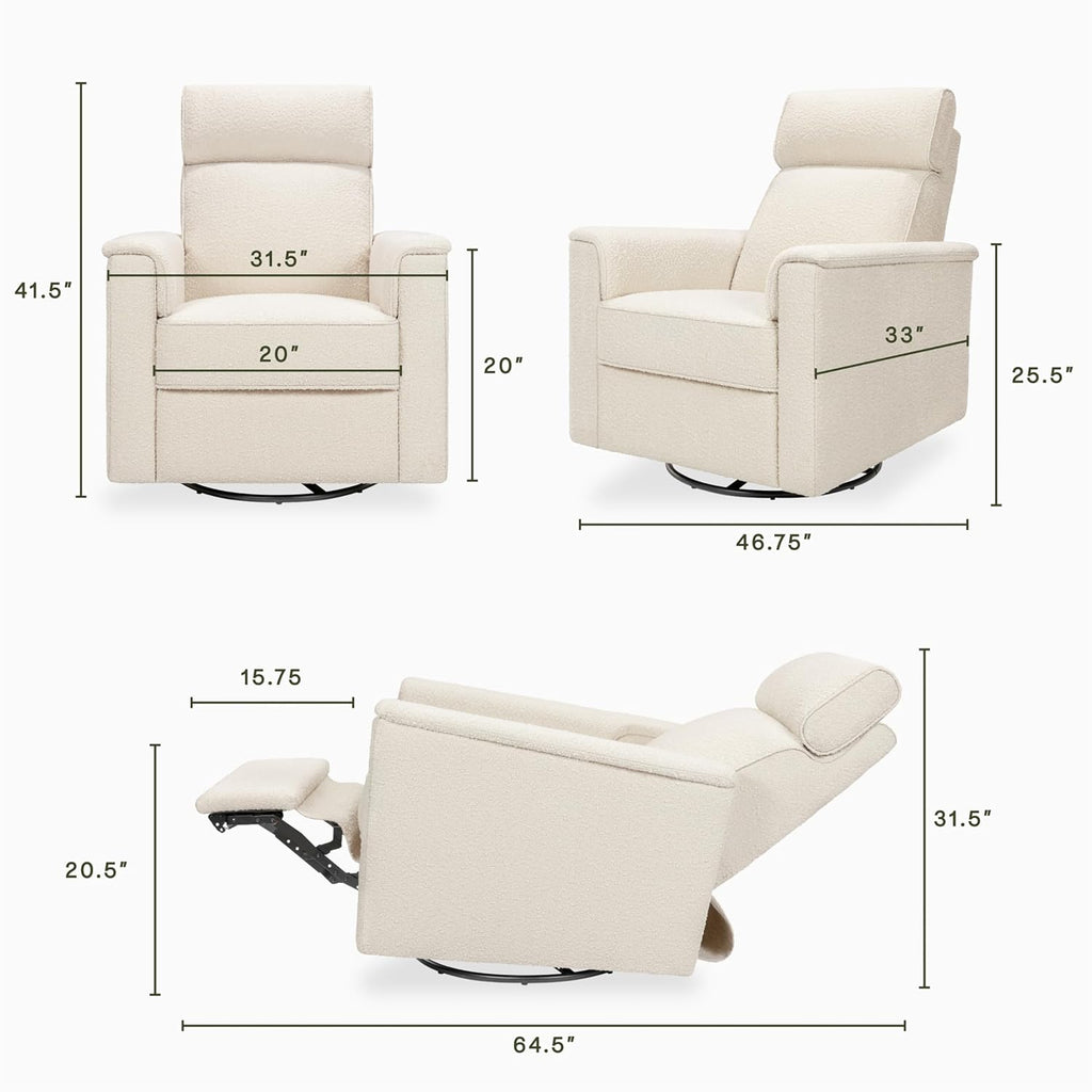 Namesake Willa Pro Power Recliner and Swivel Glider in Performance Ivory Boucle, Built-in USB Charging Port, Adjustable Headrest and Lumbar Support | Greenguard Gold and CertiPUR-US® Certified