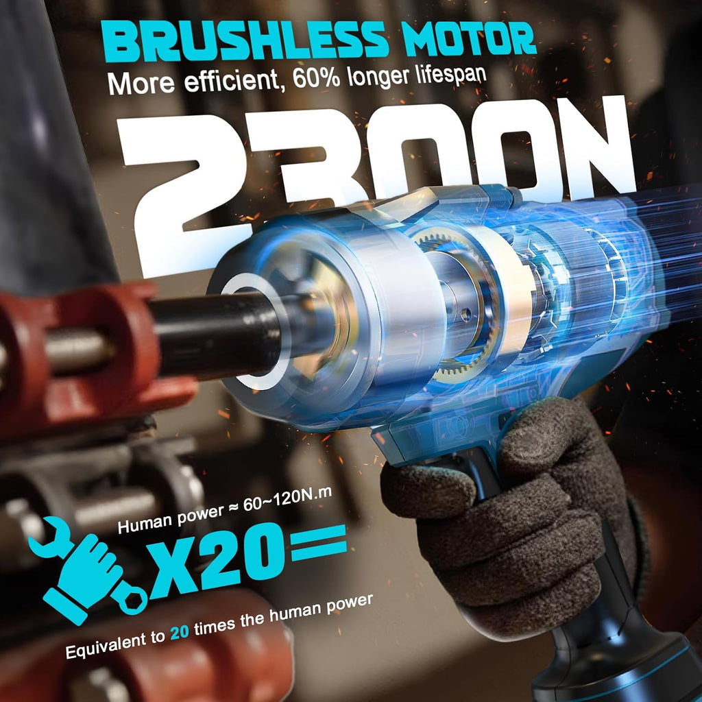 DIYtoolifz Cordless Impact Wrench 1/2' Compatible with Makita 18V Battery, 1700 Ft-lbs High Torque Impact Driver, Electric Impact Gun with 4 Speed Modes & LED Light for Car, Truck, Mower(Bare Tool)
