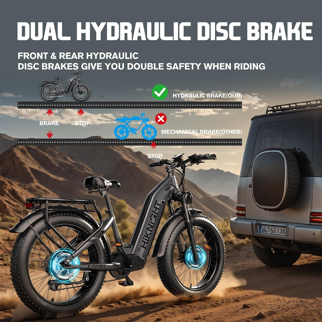 Dual Motor Ebike, 3000W Electric Bike for Adults, 52V 20Ah 26' Fat Tire Fast Ebike Max 38 Mph, up to 90 Miles, Off-Road Mountain E-Bike for Men Women, Step-Through Design