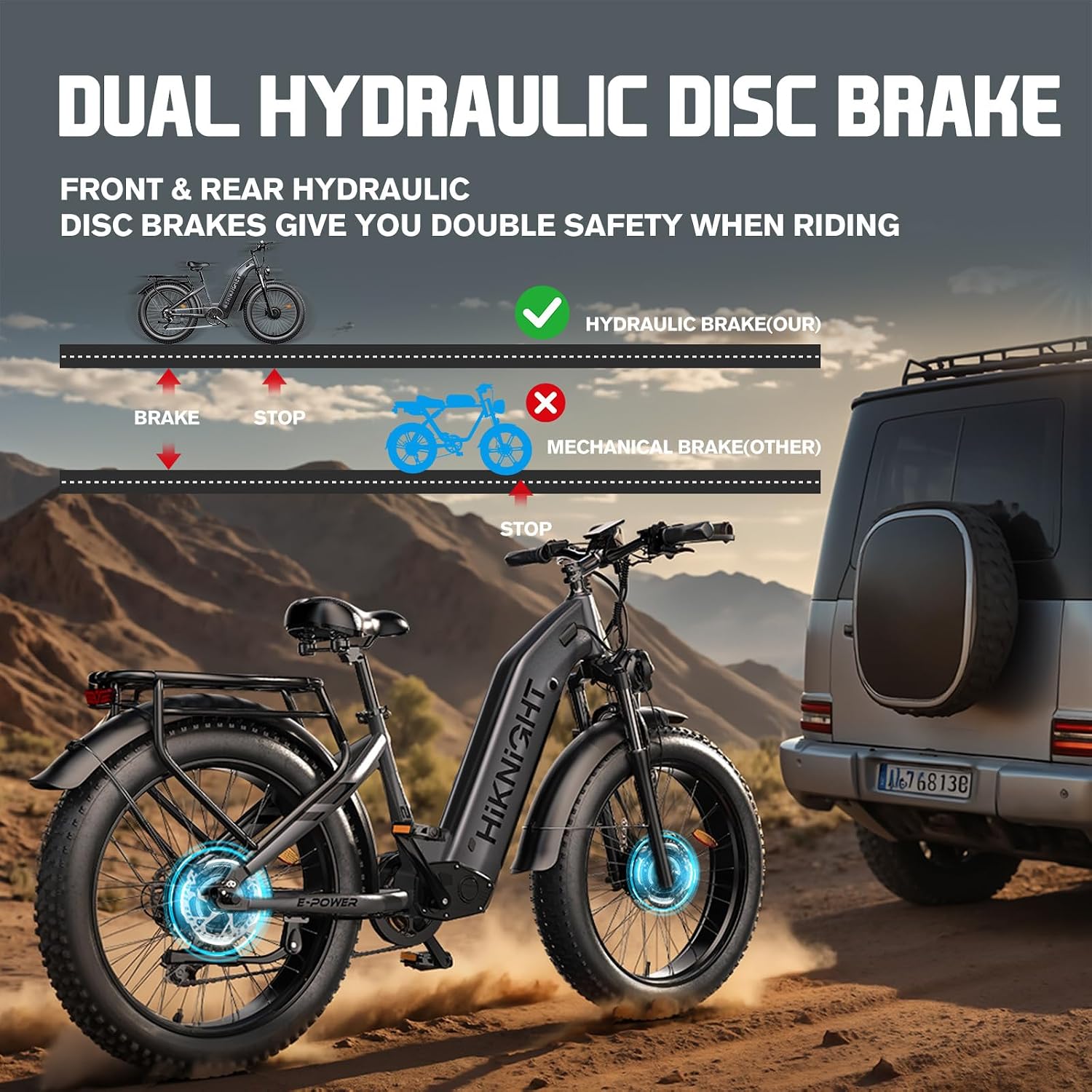Dual Motor Ebike, 3000W Electric Bike for Adults, 52V 20Ah 26' Fat Tire Fast Ebike Max 38 Mph, up to 90 Miles, Off-Road Mountain E-Bike for Men Women, Step-Through Design