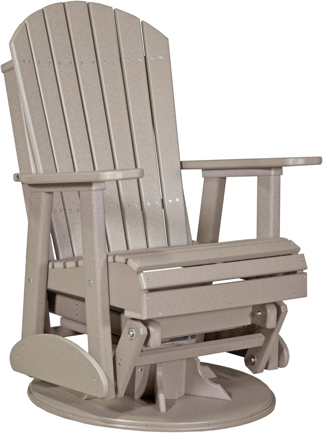 LuxCraft 2' Adirondack Outdoor Swivel Glider Chair, Patio Gliding Rocker, Swiveling Glider Rocking Chair for Outside (Weatherwood)
