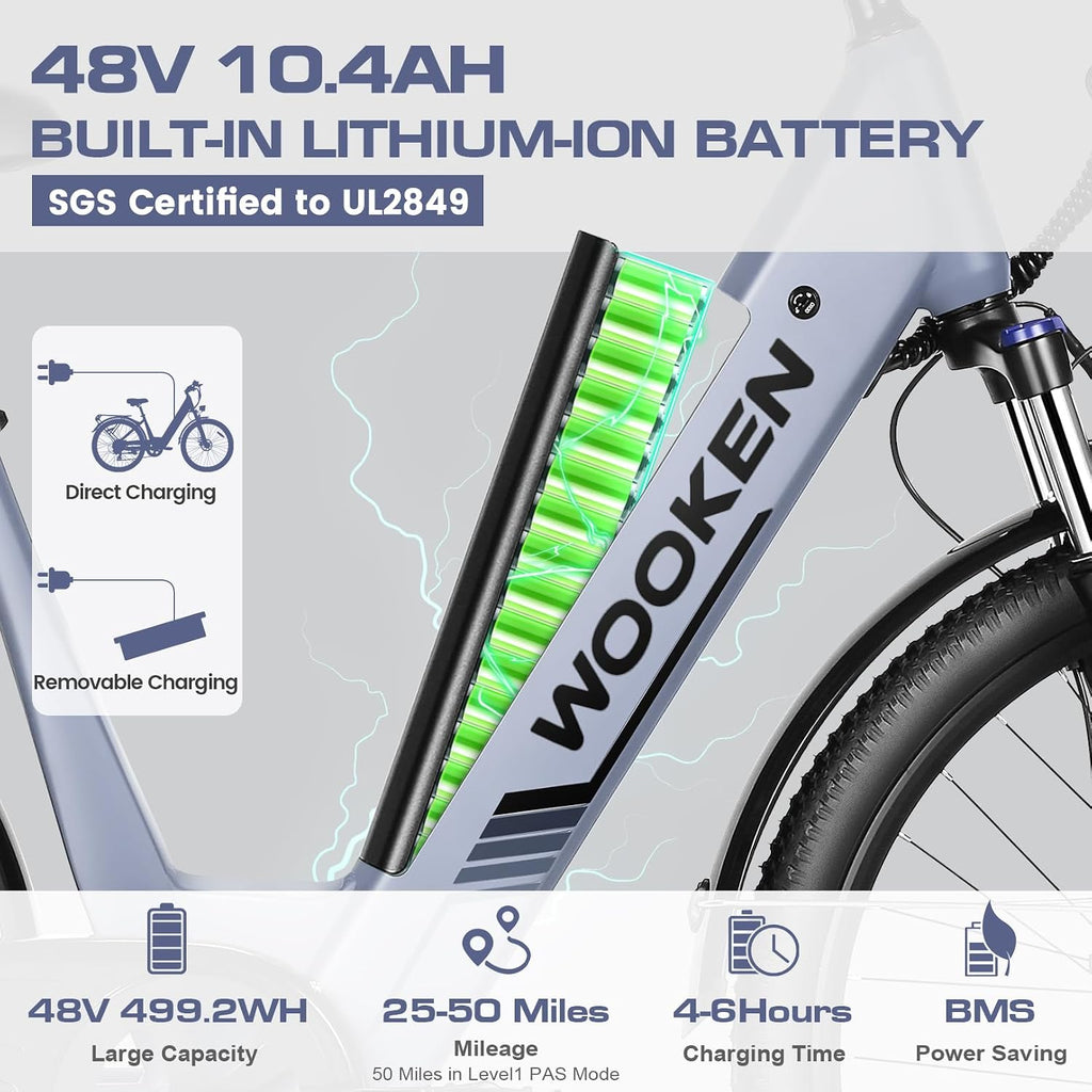 Wooken Gale 1500W Electric Bike 26' x 4.0 Fat Tire Electric Bike, EBike for Adults with 48V 720WH Removable Battery, Up to 60Miles Ebikes,7 Speed,SGS Certified to UL2849