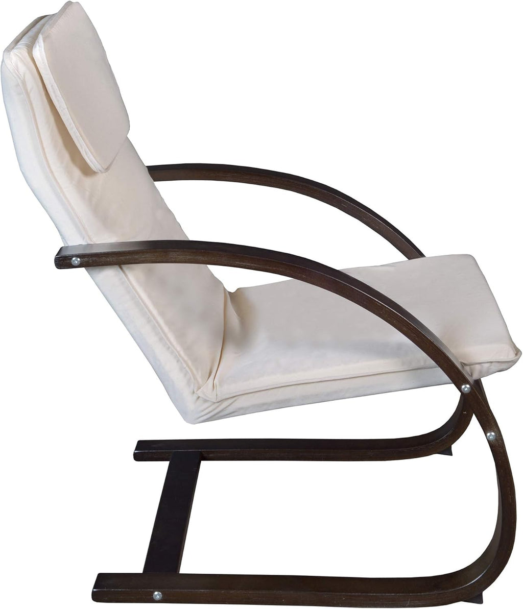 Niche Mia Bentwood Reclining Rocking Chair – Lightweight, Ergonomic & Durable with Washable Cotton Cover, Sturdy Cantilever Frame for Home, Office & Nursery (Mocha Walnut/Beige)