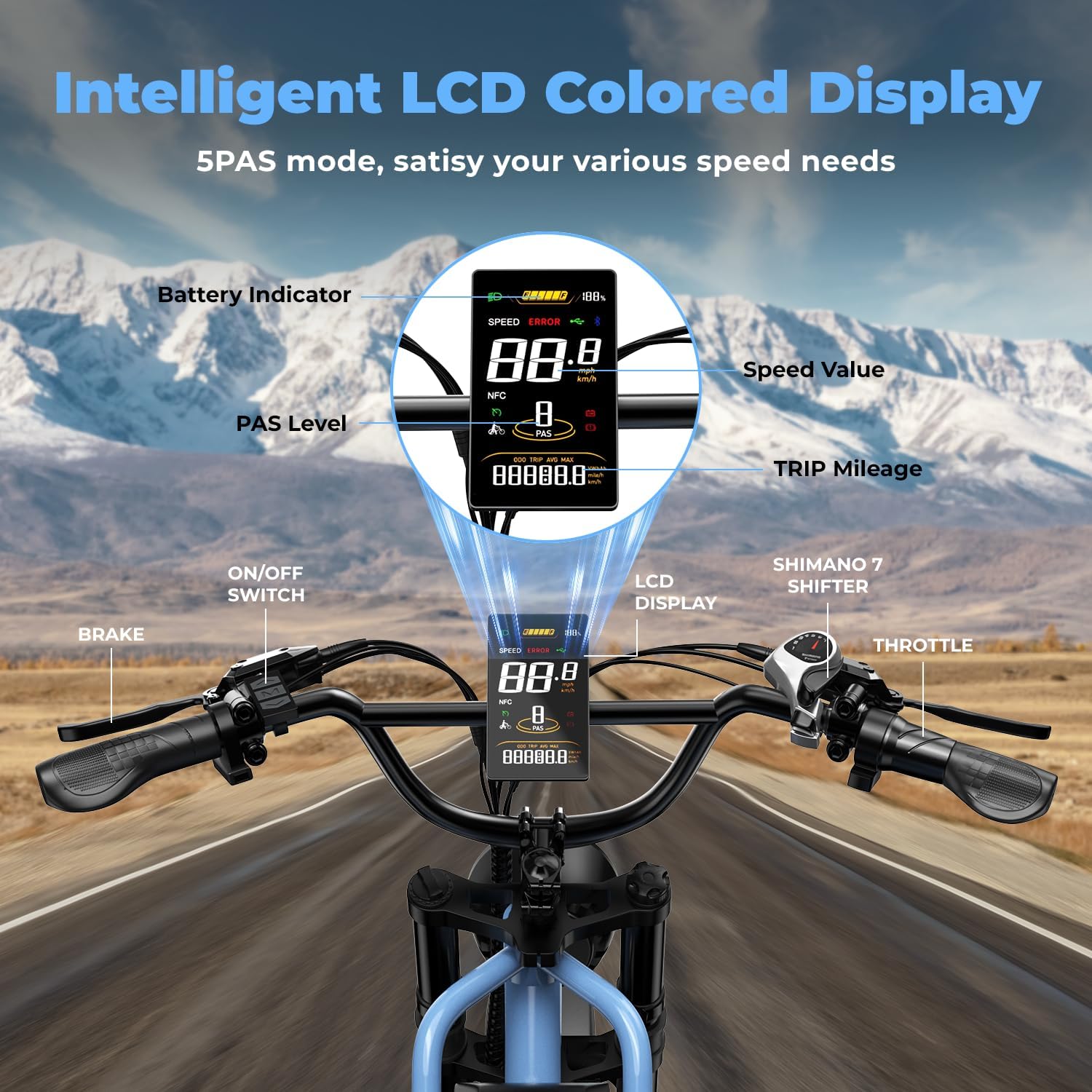 Dual Battery Electric Bike for Adults, Cargo Ebike with 48V 60AH Removable Battery Up to 160 Miles, 1450W Peak Motor Electric Bicycle, 20' x 4' Fat Tire 7 Speed Hydraulic Disc Brakes E Bike