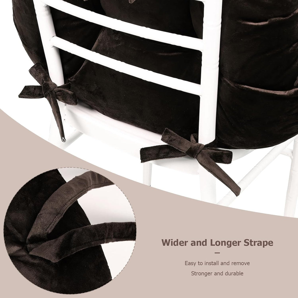 5PCS Glider Rocker Replacement Cushions Thick Soft Velvet Glider Cushions Replacement Set with Ottoman Cushion and Storage Pockets for Nursery Wooden Rocking Chair, Brown