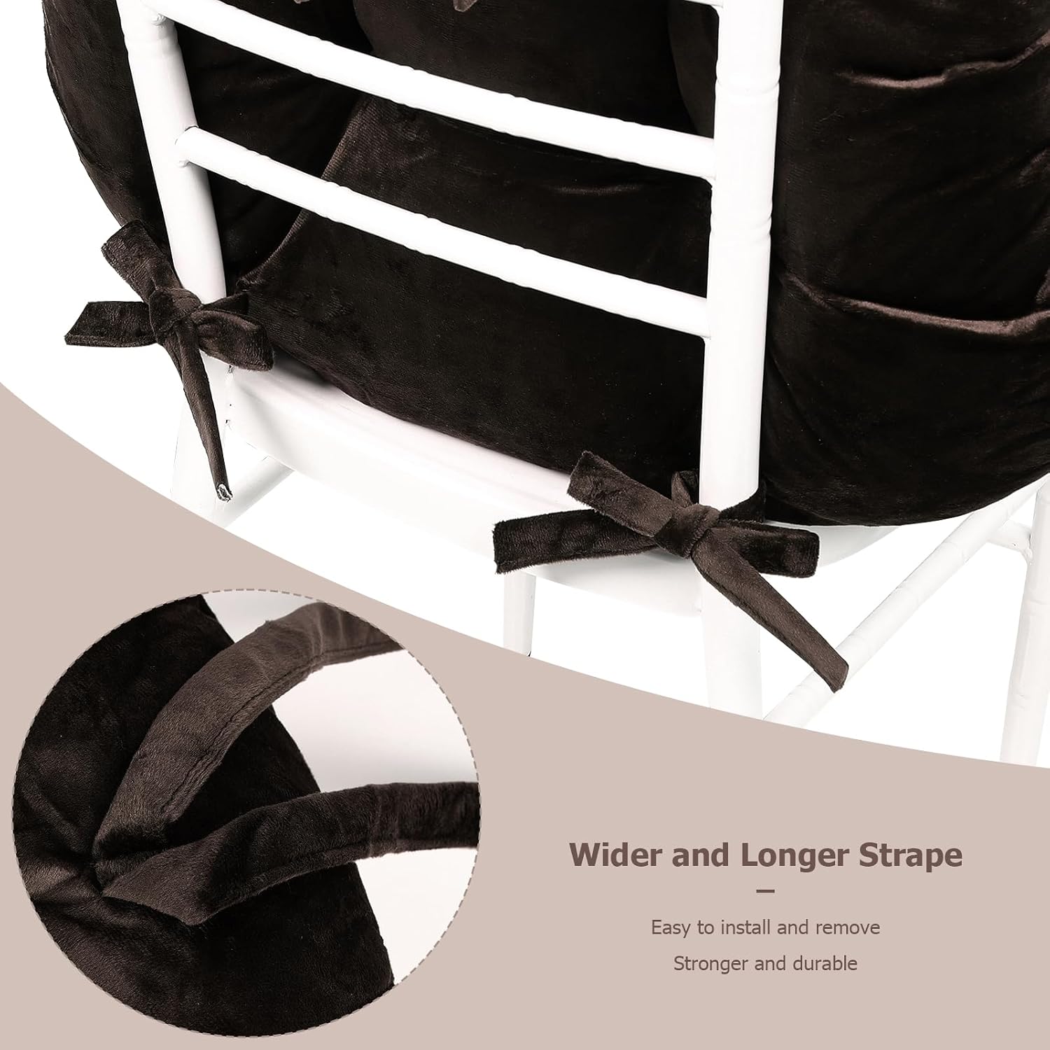 5PCS Glider Rocker Replacement Cushions Thick Soft Velvet Glider Cushions Replacement Set with Ottoman Cushion and Storage Pockets for Nursery Wooden Rocking Chair, Brown