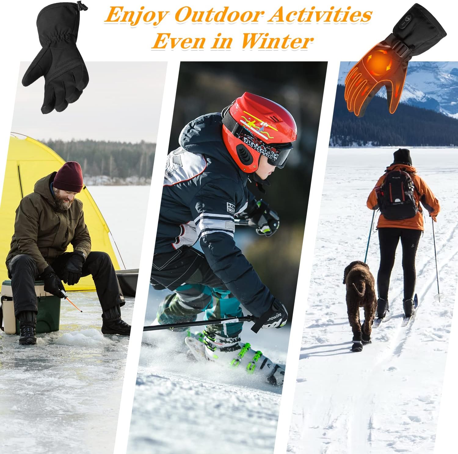 SNOW DEER Heated Motorcycle Gloves for Men Women, Electric Glove Rechargeable Battery Heated Hand for Motorcycle Biking Hunting Arthritis Skiing Working