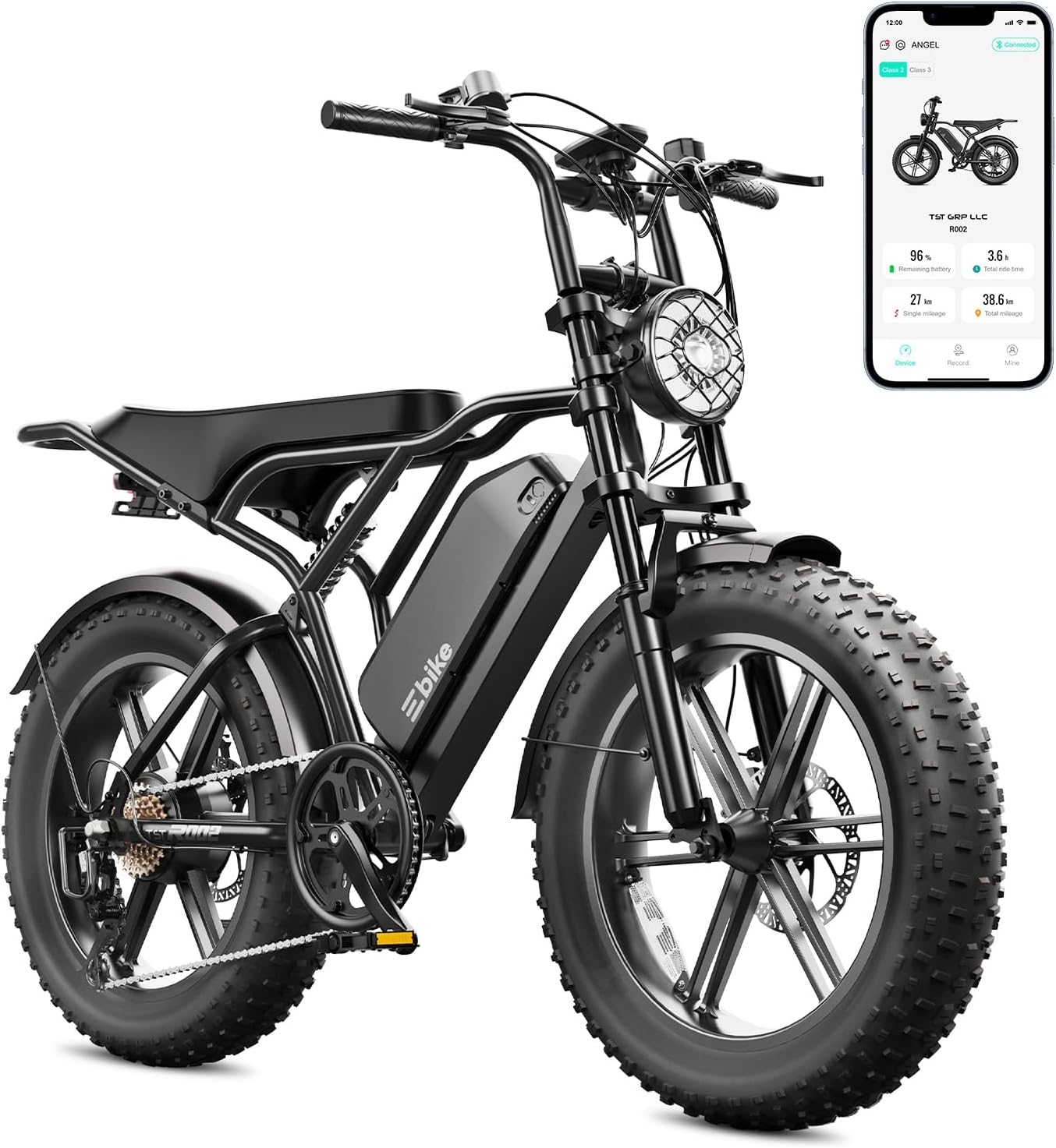 TST Electric Bike for Adults, 1500W Peak Motor 60/100 Miles Fat Tire Ebike with 48V 15Ah/25Ah Removable Battery 20' Electric Dirt Bike Full Suspension and 7-Speed