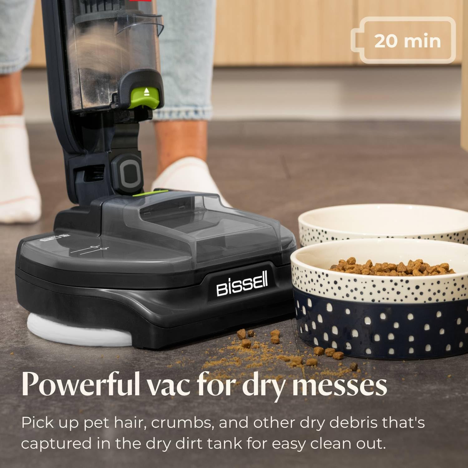 Bissell® SpinWave® + Vac Cordless, Hard Floor Spin Mop + Vacuum, Lay-Flat, Multi-Use Cleaning, Hard Floor Sanitize Formula Included