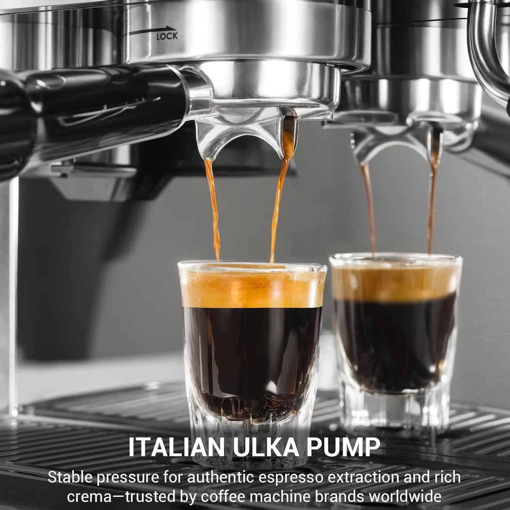 URintells Cuising Espresso Machine with Grinder, Espresso Maker with 58MM Portafilter & Milk Frother, Latte Machine, Cappuccino Machines for Home, Automatic Stainless Steel Expresso Coffee Machines