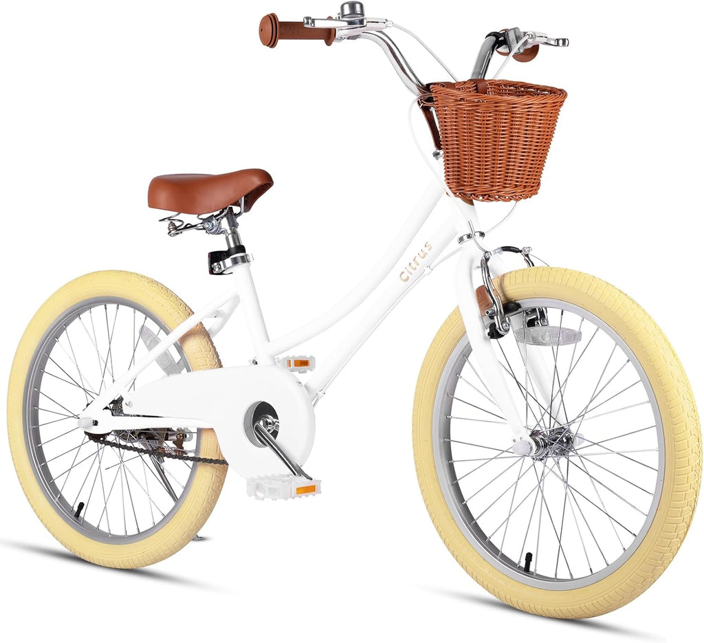 vollsch Girls Bike for Age 2-12 Years Old Kids Toddlers 12 14 16 18 20 Inches Retro Bicycles with Training Wheels Basket Bell Ring, Multiple Colors