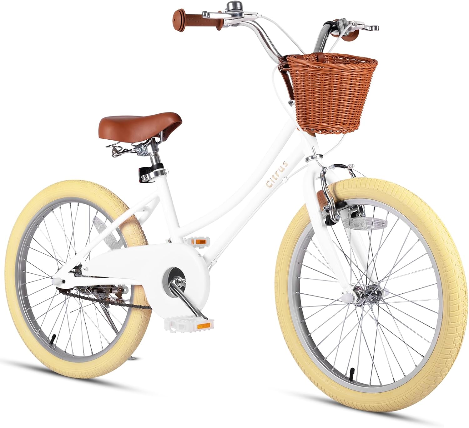 vollsch Girls Bike for Age 2-12 Years Old Kids Toddlers 12 14 16 18 20 Inches Retro Bicycles with Training Wheels Basket Bell Ring, Multiple Colors