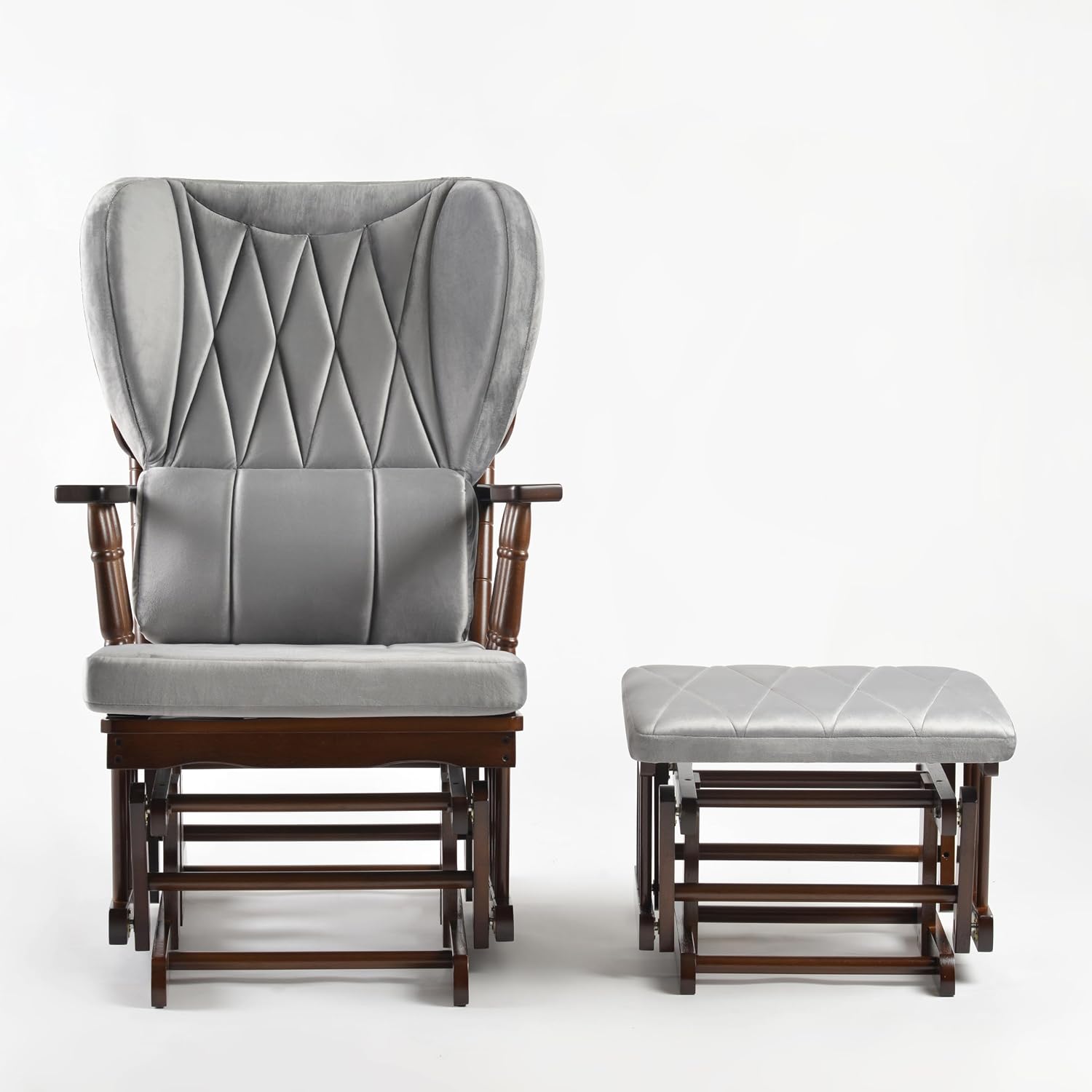Comfort Deluxe Glider Chair and Ottoman Set (Silver)