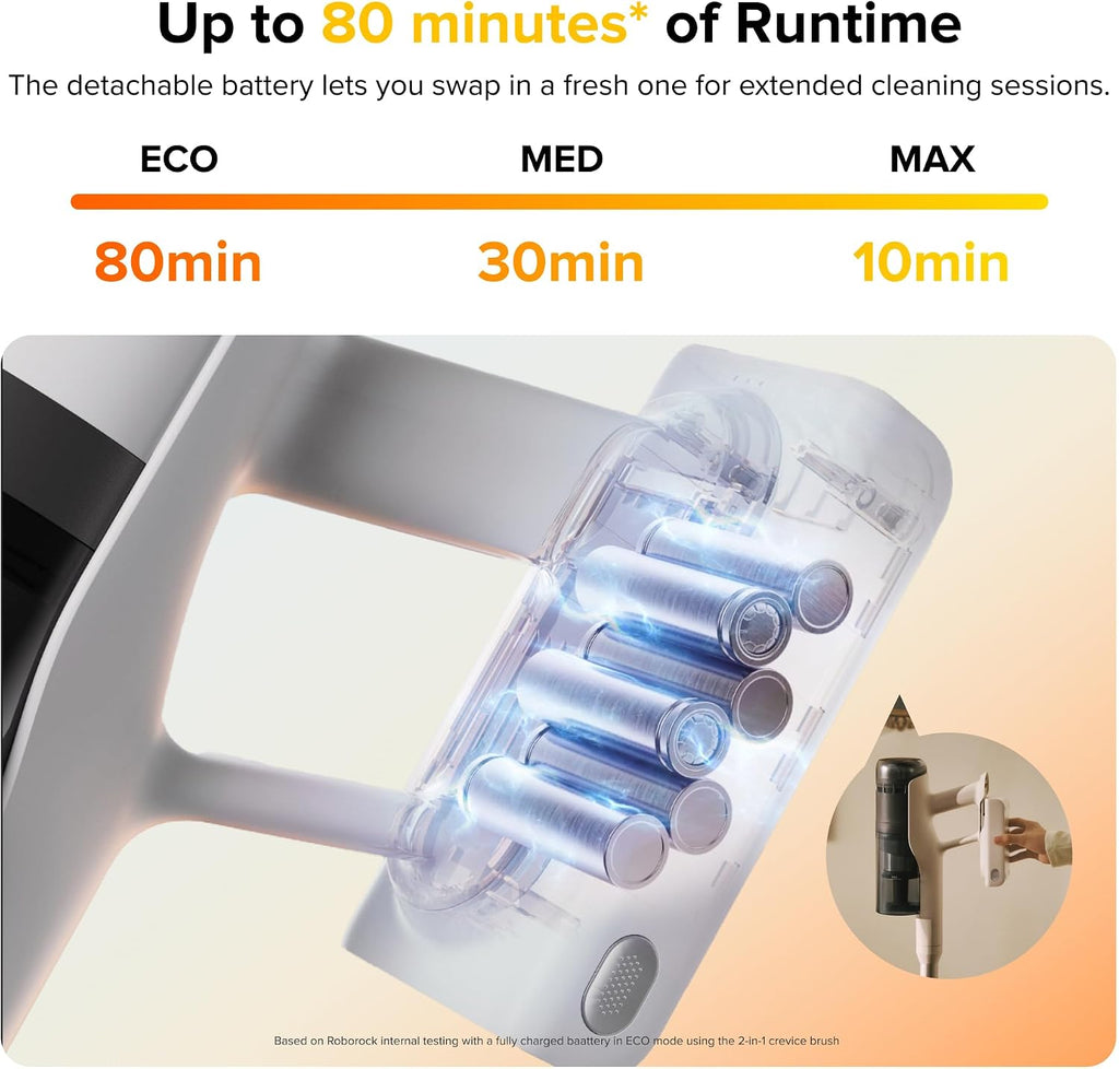 roborock H60 Pro Cordless Stick Vacuum Cleaner, 170AW Suction Power, 80-Min Runtime, 90° Bendable Tube, Dust-Detecting LED, Anti-Tangle Vacuum Cleaner for Home, Carpets, Hard Floors & Pet Hair