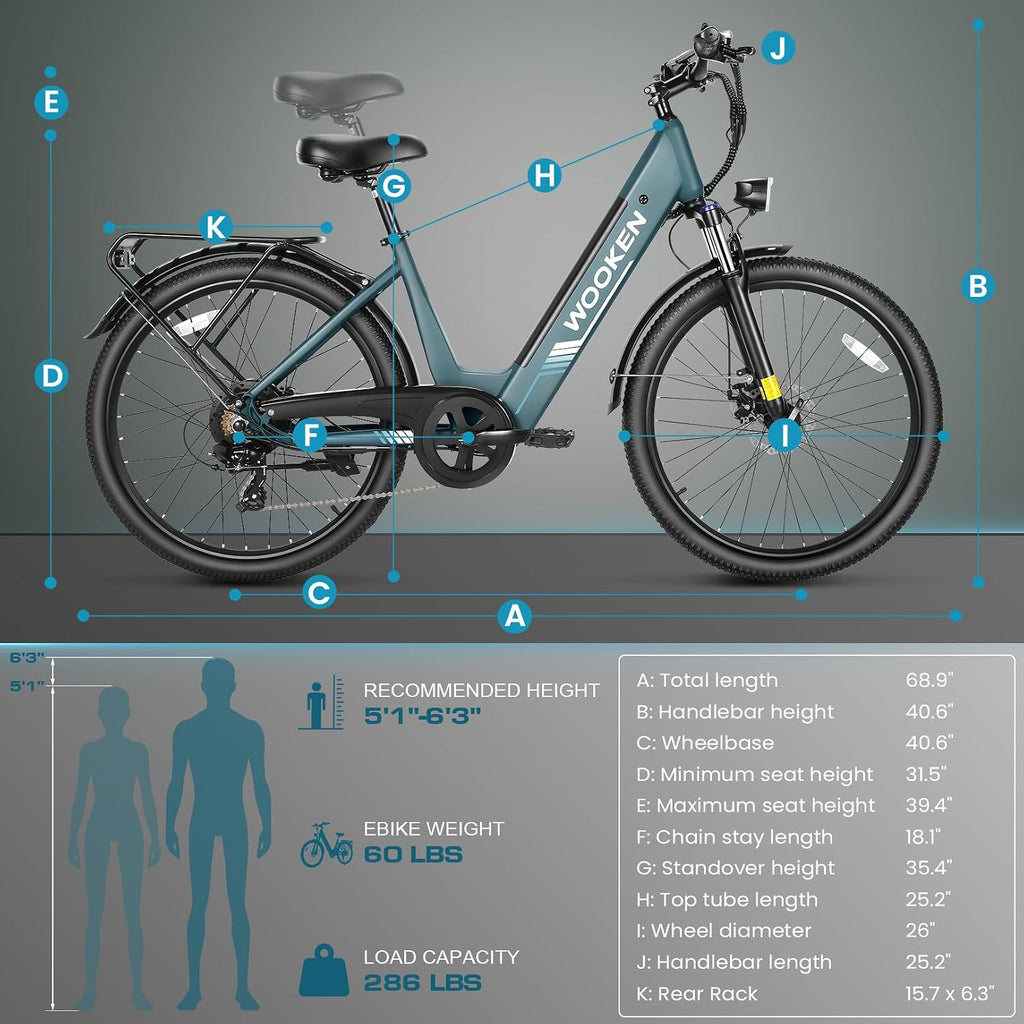 Wooken Gale 1500W Electric Bike 26' x 4.0 Fat Tire Electric Bike, EBike for Adults with 48V 720WH Removable Battery, Up to 60Miles Ebikes,7 Speed,SGS Certified to UL2849