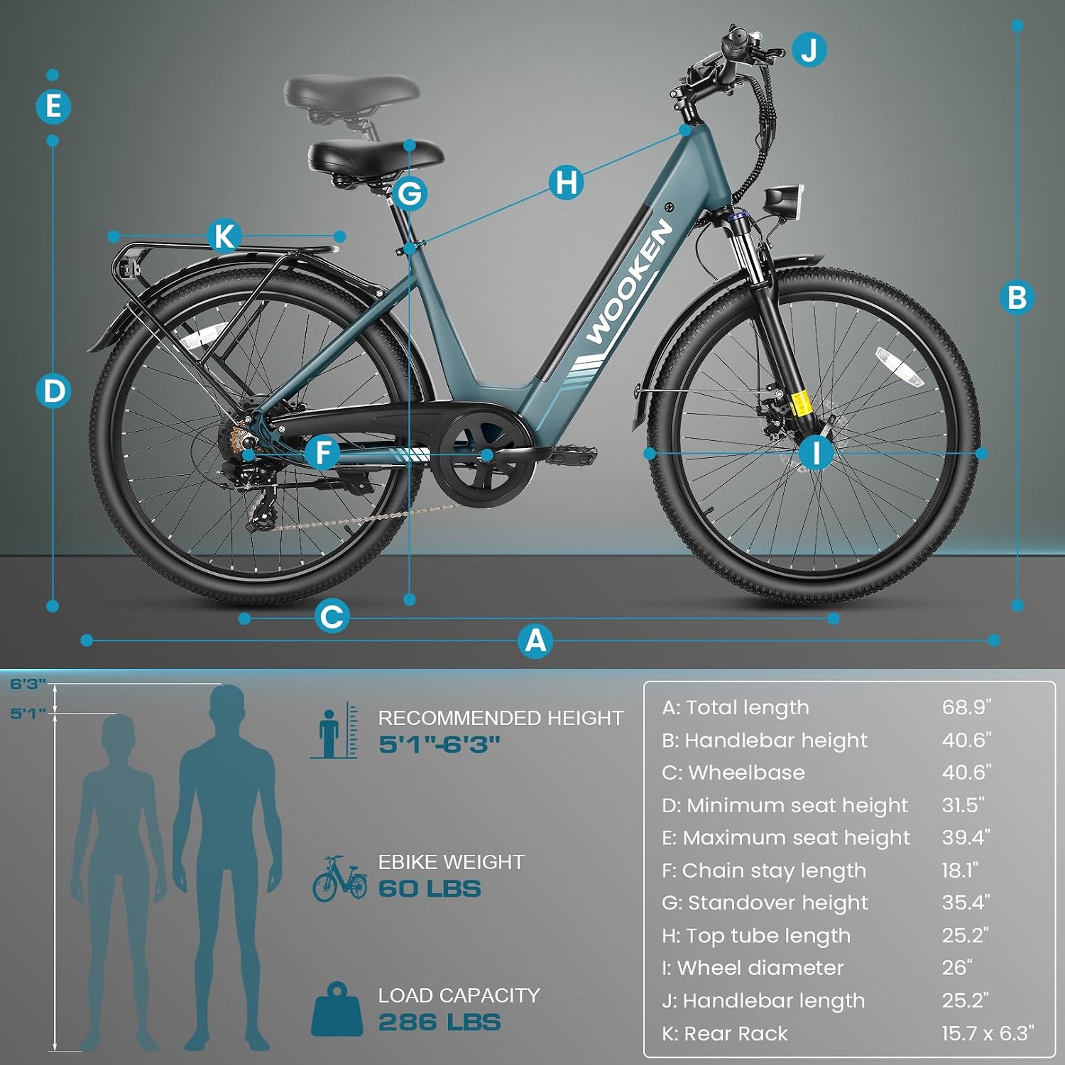 Wooken Gale 1500W Electric Bike 26' x 4.0 Fat Tire Electric Bike, EBike for Adults with 48V 720WH Removable Battery, Up to 60Miles Ebikes,7 Speed,SGS Certified to UL2849