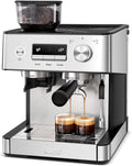 Gevi 20 Bar Espresso Machine with Built-in Grinder & Milk Frother | Professional Coffee Maker for Home | Cappuccino, Latte, 2.3L Removable Water Tank, Stainless Steel Steam Wand