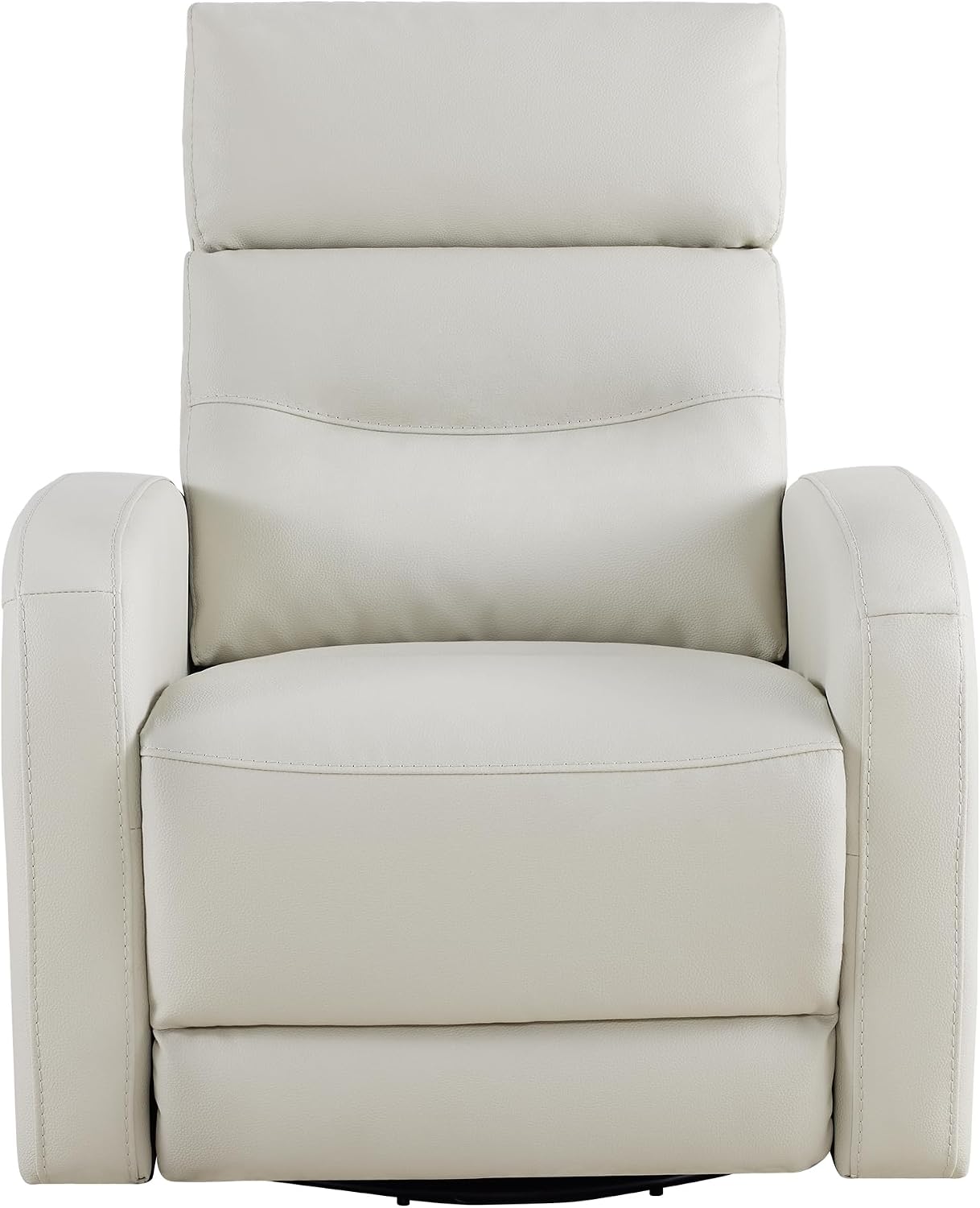 Watson & Whitely Swivel Recliner with Power Headrest, Recliner Chairs for Adults, Small Glider Rocker for Living Room, Faux Leather in Cream