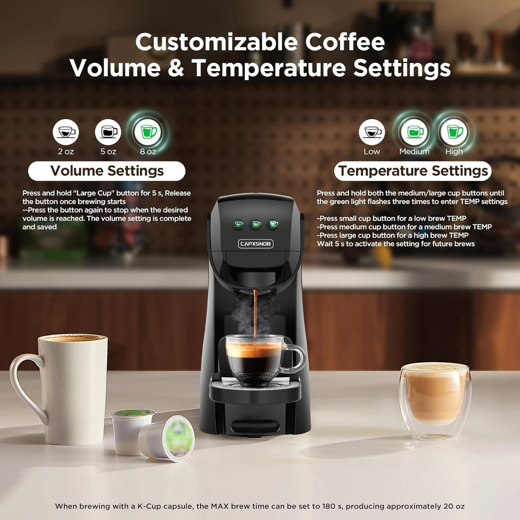 Warriors1 Mini Coffee Maker for Keurig K Cup, Espresso Machine for Nespresso Original, Dolce Gusto Pods, Ground Coffee, 20 Bar Coffee Machine fits kitchens, apartments, dorms, RVs, 28 oz Reservoir