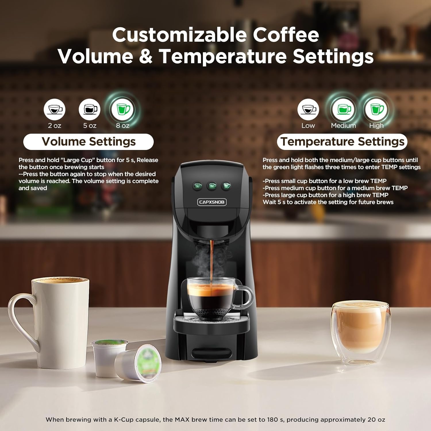 Warriors1 Mini Coffee Maker for Keurig K Cup, Espresso Machine for Nespresso Original, Dolce Gusto Pods, Ground Coffee, 20 Bar Coffee Machine fits kitchens, apartments, dorms, RVs, 28 oz Reservoir