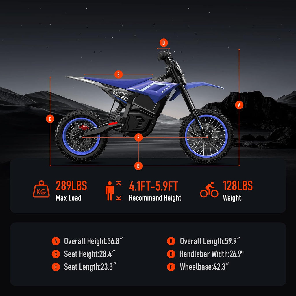 Electric Dirt Bike for Adults Teens, 3000W Brushless 220Nm Motor - 45° Slope, 38 MPH, 48V/23.4Ah Removable Battery, Dual Hydraulic Brakes & Full Suspension Electric Motorcycle for Age 13+