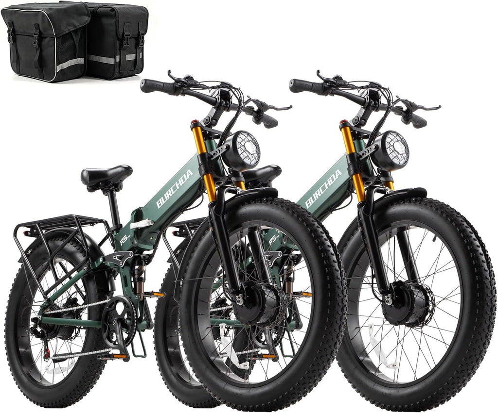 2026 Dual Motor Electric Bike for Adults AWD 5000W/3000W Peak 40 MPH/30 MPH E Dirt Bike, 52V/48V Removable Battery 65/80/150 Miles Max Long Range with Full Suspension 26' Fat Tires Mountain Bike
