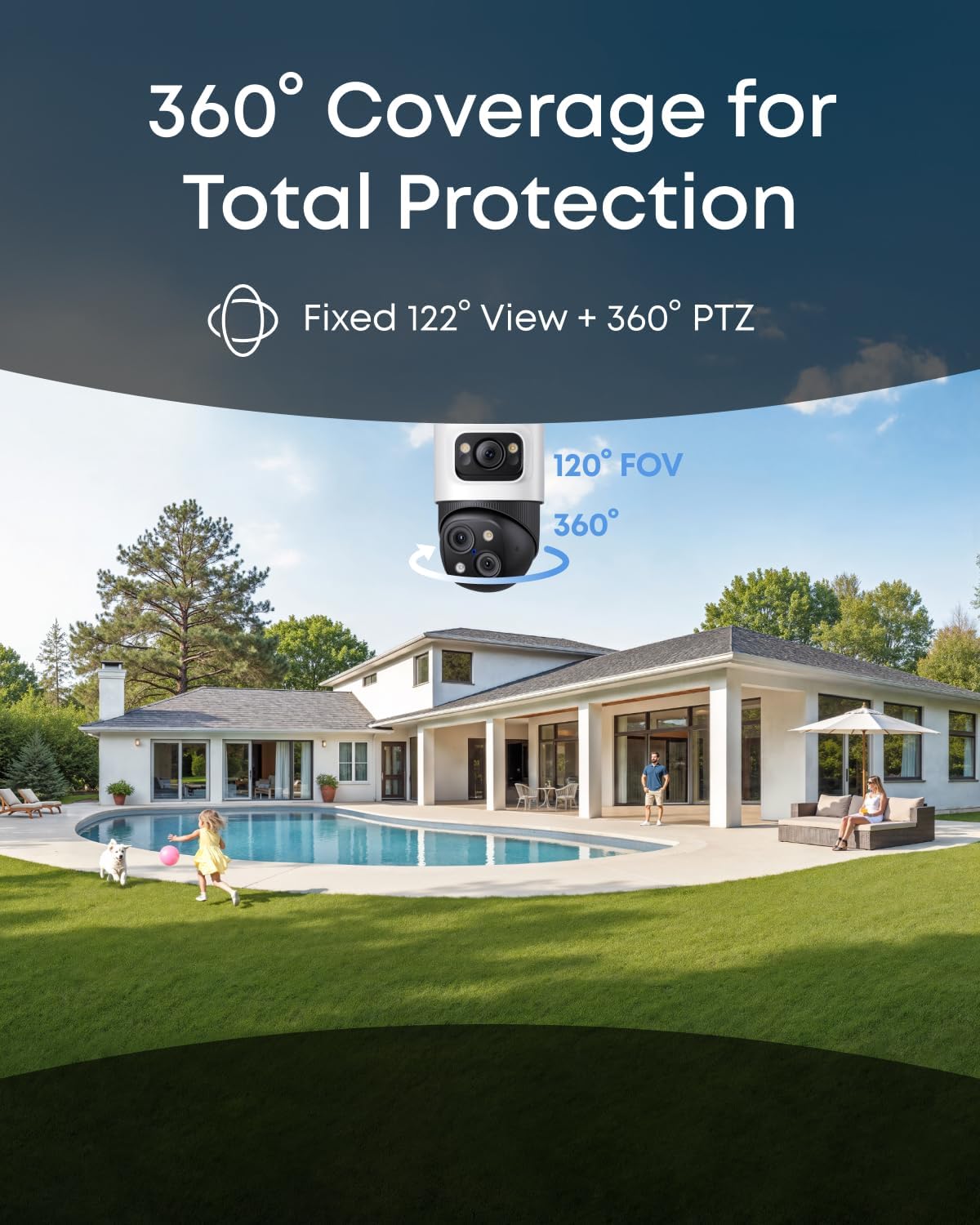 eufy PoE Bullet-PTZ Cam S4, NVR Wired Add On Cam, Requires eufy NVR, 4K UHD Triple Lens, 360° Pan and Tilt, 8X Hybrid Zoom, AI Tracking, Red and Blue Light, PoE Plug and Play, 24/7 Recording