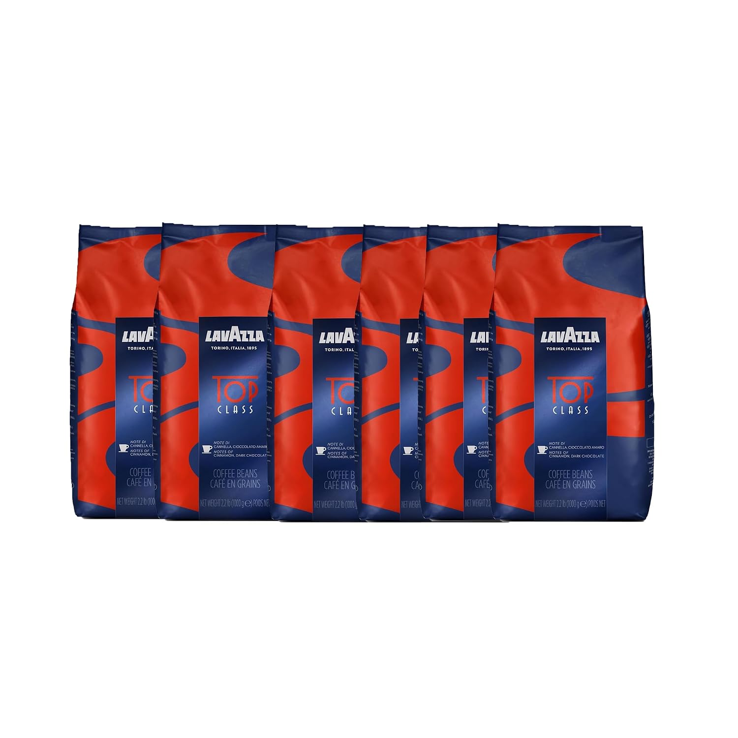 Lavazza Top Class Whole Bean Coffee Blend, Medium Espresso Roast, 2.2LB - Pack of 6