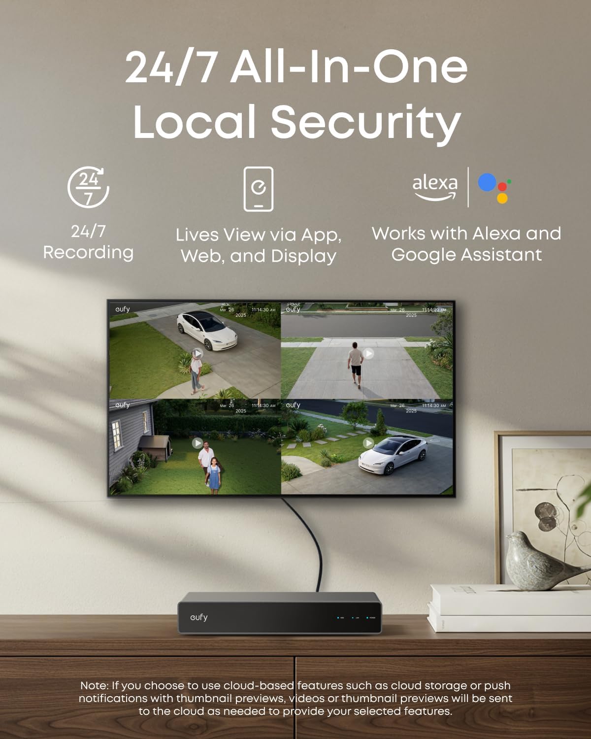 eufy PoE NVR Security System E41,24/7 Recording,Up to 16CH, 2TB HDD, 4 4K Turret Cams, Wired Outdoor Cam, 4K UHD, 122° FOV, Color Night Vision, AI Detection, Red and Blue Strobe