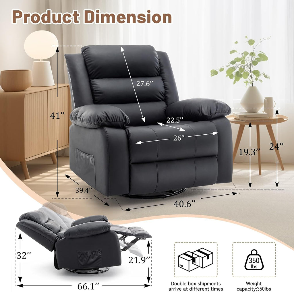 Korser Rocker Recliner Chairs for Adults, Oversized Recliner with Massage and Heating Function, 360° Swivel Nursery Rocking Chairs, Extra Wide Recliner Chair for Bedroom and Living Room