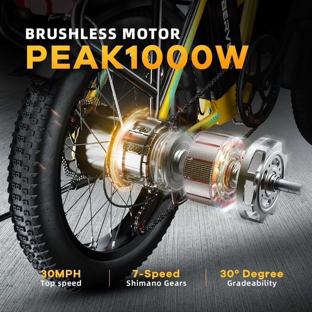 Folding Electric Bike, Removable Large Capacity Battery Ebike,Fat Tire Adult E-Bik,Long Range, Long-lasting Ebike