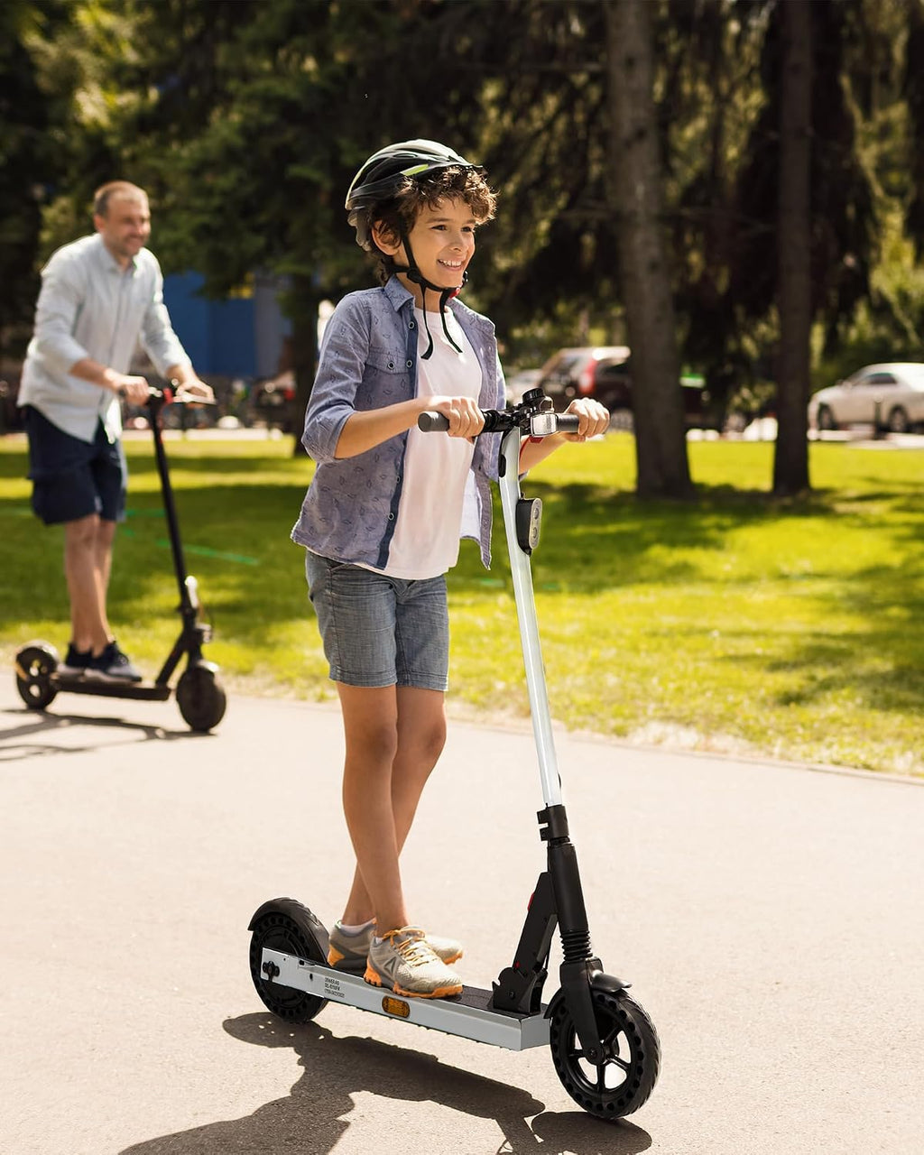 QnQ Electric Scooter 500W Peak Motor, 12 Miles Range & 15 MPH, 8' Flat-Free Tires, UL Certified, Foldable Electric Scooter for Adults, Teens and Big Kids
