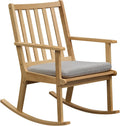 Giantex Rocking Chair with Cushion, Solid Rubber Wood Rocker w/Slatted High Back & Padded Seat, Indoor Rustic Accent Armchair for Living Room, Bedroom, Study, Nursery, Patio, Natural (1)