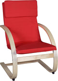 Niche Mia Bentwood Reclining Rocking Chair – Lightweight, Ergonomic & Durable with Washable Cotton Cover, Sturdy Cantilever Frame for Home, Office & Nursery (Natural/Red)