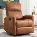 HAOMARKETS Swivel Rocker Recliner Chair, Manual Faux Leather Glider Rocking Recliners for Adults, 360° Swivel Nursery Reclining Sofa with Padded Backrest for Living Room, Dark Brown