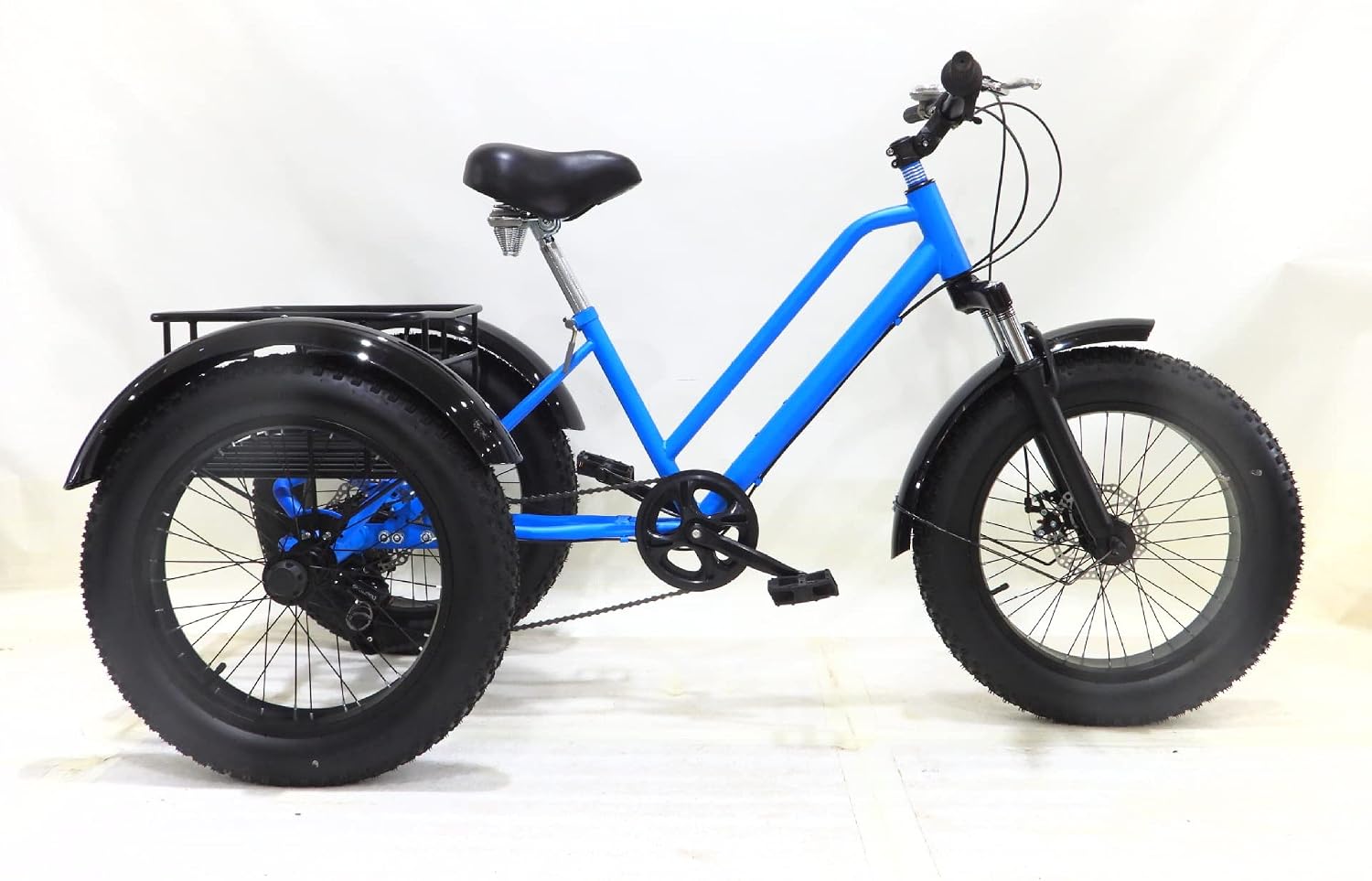 GRACEZ 20 Inch Fat Tire Adult Tricycle - 7-Speed 3 Wheel Bike with Rear Tarpaulin Shopping Basket - Wider Seats Adult Cruiser Bikes with Adjustable Handlebars