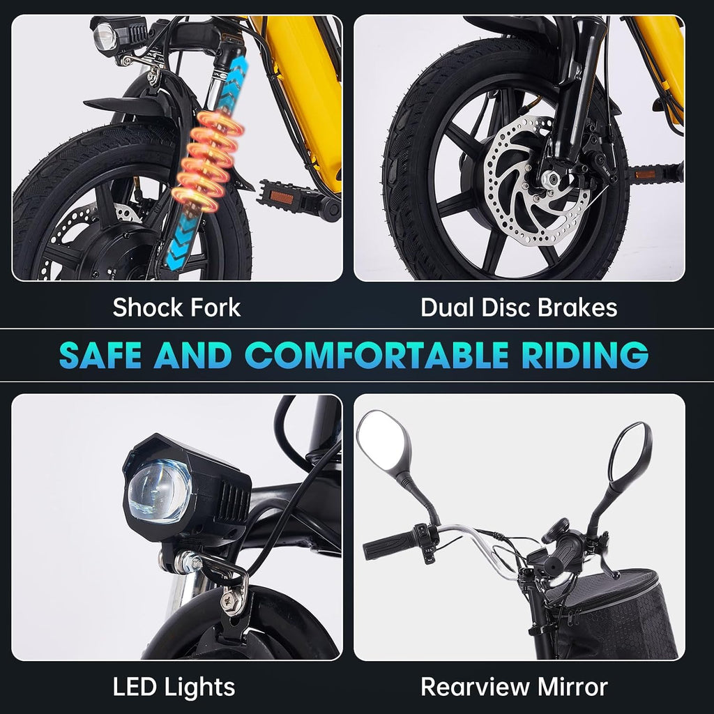 E Trike Electric Bike, 350W(Peak 500W) Brushless Motor Folding Trike, 2 Seats Ebike, 480Wh Removable Battery, Step-Thru 3 Wheel Electric Bicycle, Up to 45 Miles, Tricycle for Adults Parents