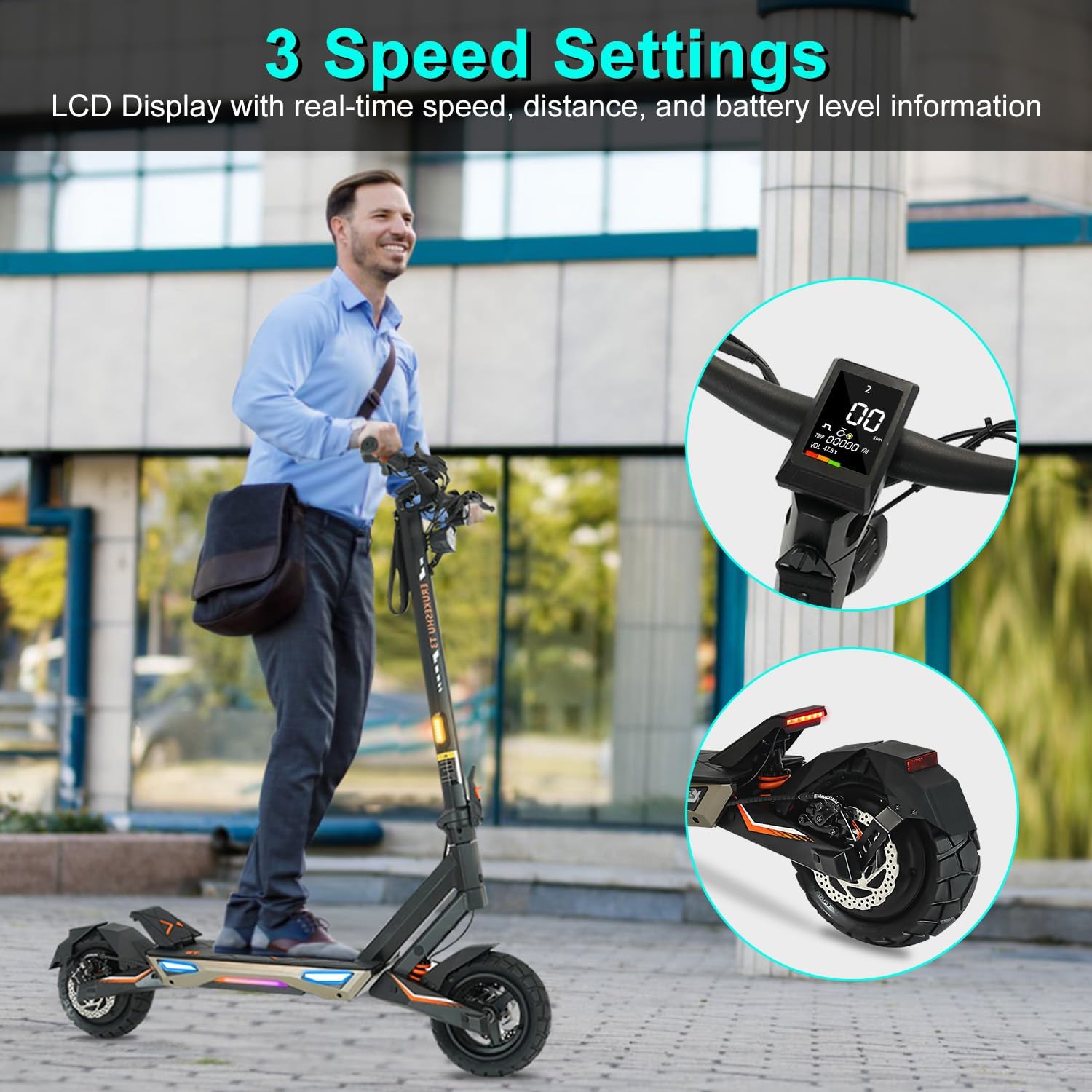 Electric Scooter Adults 1600/4000/6000W Motor 50 Miles Long Range & 40/45/50 MPH Top Speed 10' Off Road Tire Folding E-Scooter 60V/48V 20.8AH Battery Kick Scooter with Detachable Seat for Commuter