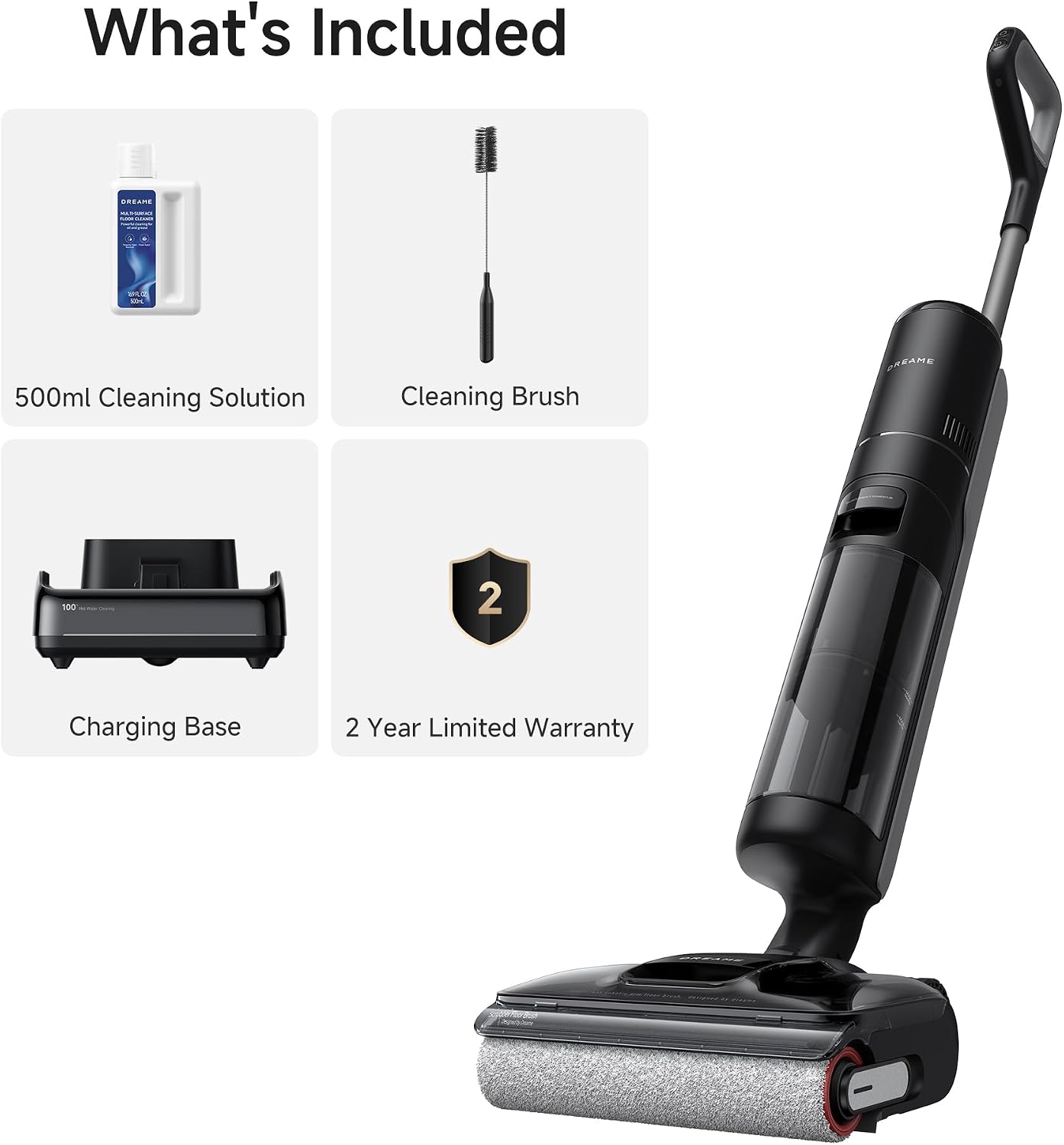 DREAME H12 Pro Gen2 Vacuum Mop, 0 Tangle Wet Dry Vacuum Cleaner, Cordless Vacuum Mop All-in-One for Hard Floors, 180° Lie-Flat Floor Cleaner Machine with 194°F Hot Self-Cleaning, 50Mins Runtime