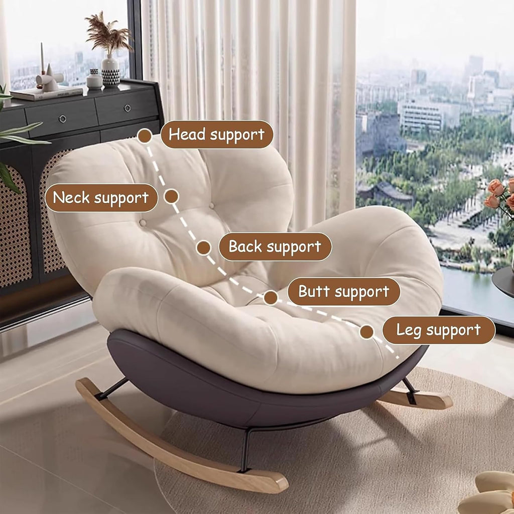 Oversized Rocking Chair for Nursery, Indoor Big Comfy Chair with High Back, 440lb Capacity Reclining Papasan Chair for Living Room (Orange)