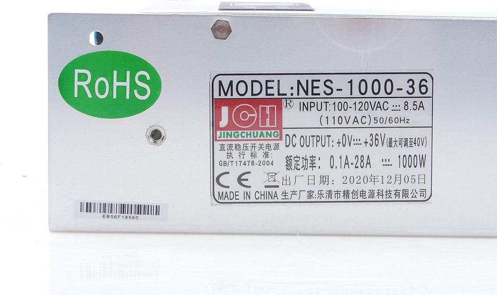 Adjustable DC Power Voltage Converter AC 110V to DC 0-36V 0-28A Module 36V 28A Switching Power Supply Digital Display 1000W Voltage Regulator Built in Cooling Fan (0-36V 0-28A)
