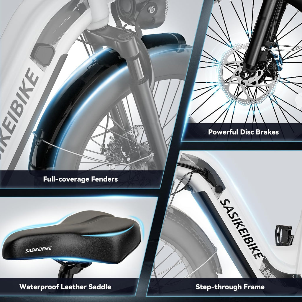 Electric Bike for Adults 1000W 1500W Peak Motor 15AH 20AH Removable Battery 70Miles 80Miles UL 2849 Certified Electric Commuter Bike Front Suspension Ebike