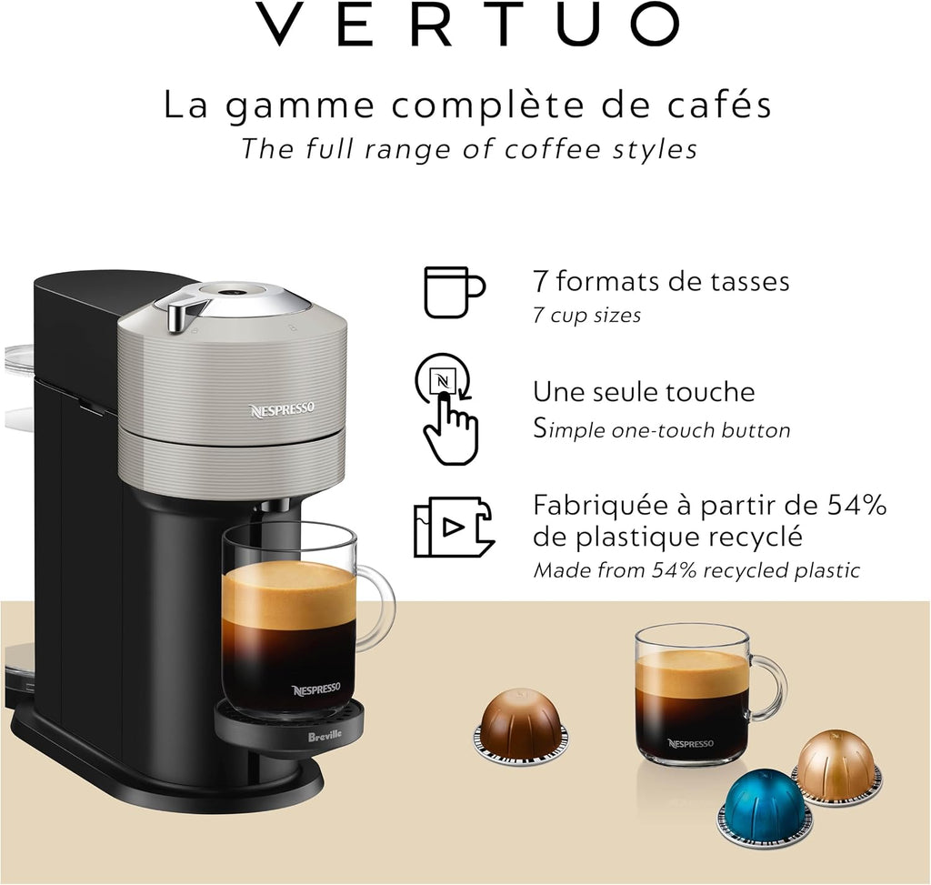 Nespresso Vertuo Next Coffee and Espresso Maker by Breville, with Aeroccino Milk Frother
