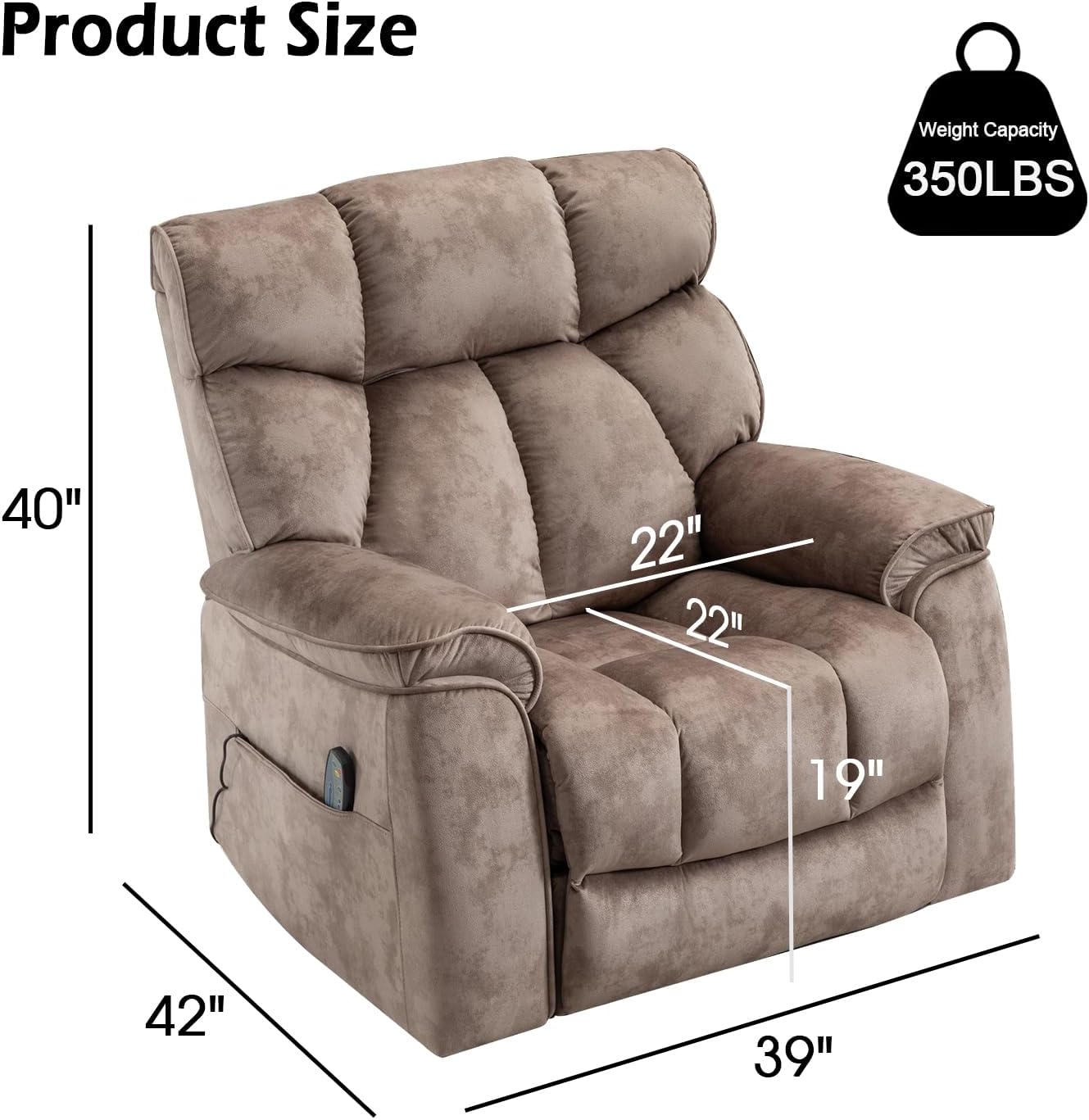 INZOY Oversized Rocker Recliner with Heat and Vibration, Manual Swivel Rocking Recliner Chair with Vibrating Massage, Comfy Padded Overstuffed Soft Fabric Heated Recliner,Camel