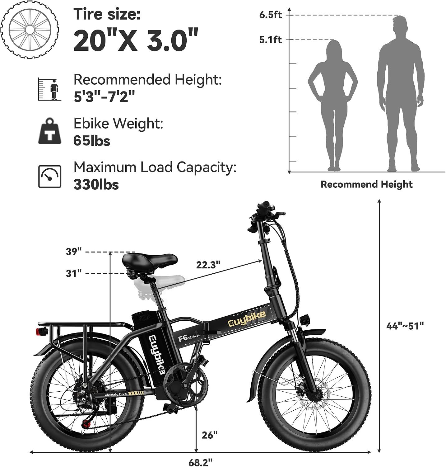 1000W Folding Electric Bike,48V 20AH Removable Battery E Bike,80 Miles Max Range Electric Bike for Adults,20' Fat Tire Foldable ebike,Adult Electric Bicycle for Commute Beach Snow