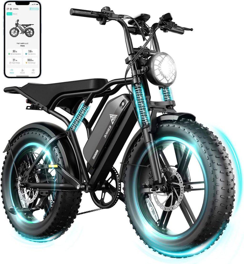 TST Electric Bike for Adults, 1500W Peak Motor 60/100 Miles Fat Tire Ebike with 48V 15Ah/25Ah Removable Battery 20' Electric Dirt Bike Full Suspension and 7-Speed